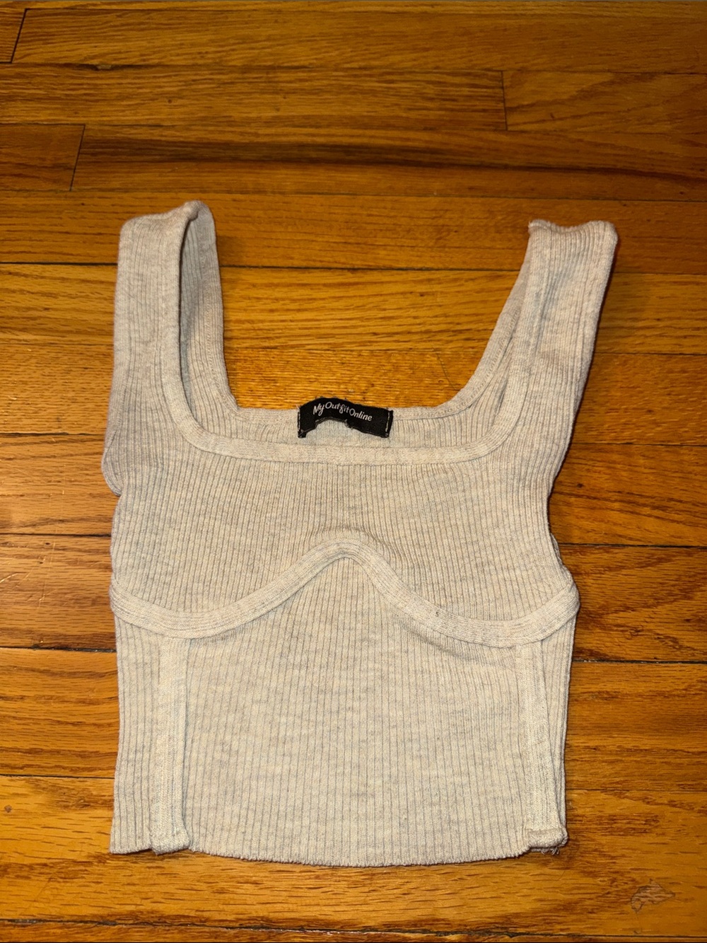 My Outfit Online Ribbed Crop Top Small Oatmeal
